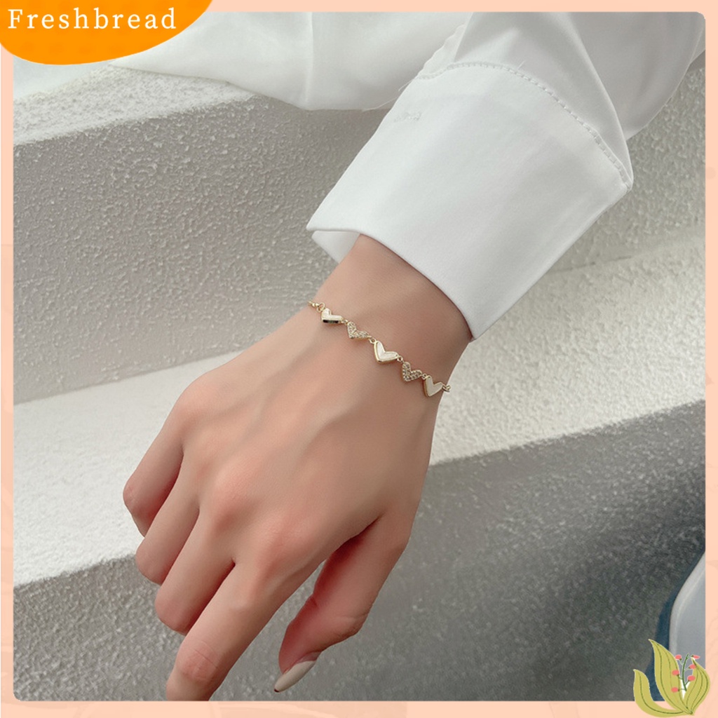 &lt; Freshbread &gt; Wanita Gelang Berlian Imitasi Hias Adjustable Aksesoris Desain Bentuk Hati Bangle Untuk Pesta