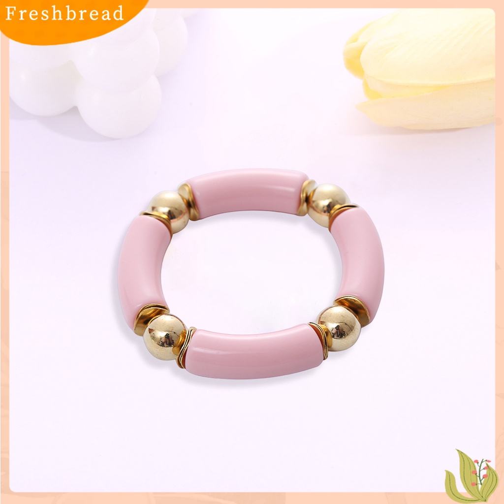 &lt; Freshbread &gt; Wanita Gelang Arc Tabung Manik-Manik Elastis Perhiasan Tebal Berwarna Gelang Vintage Untuk Pesta