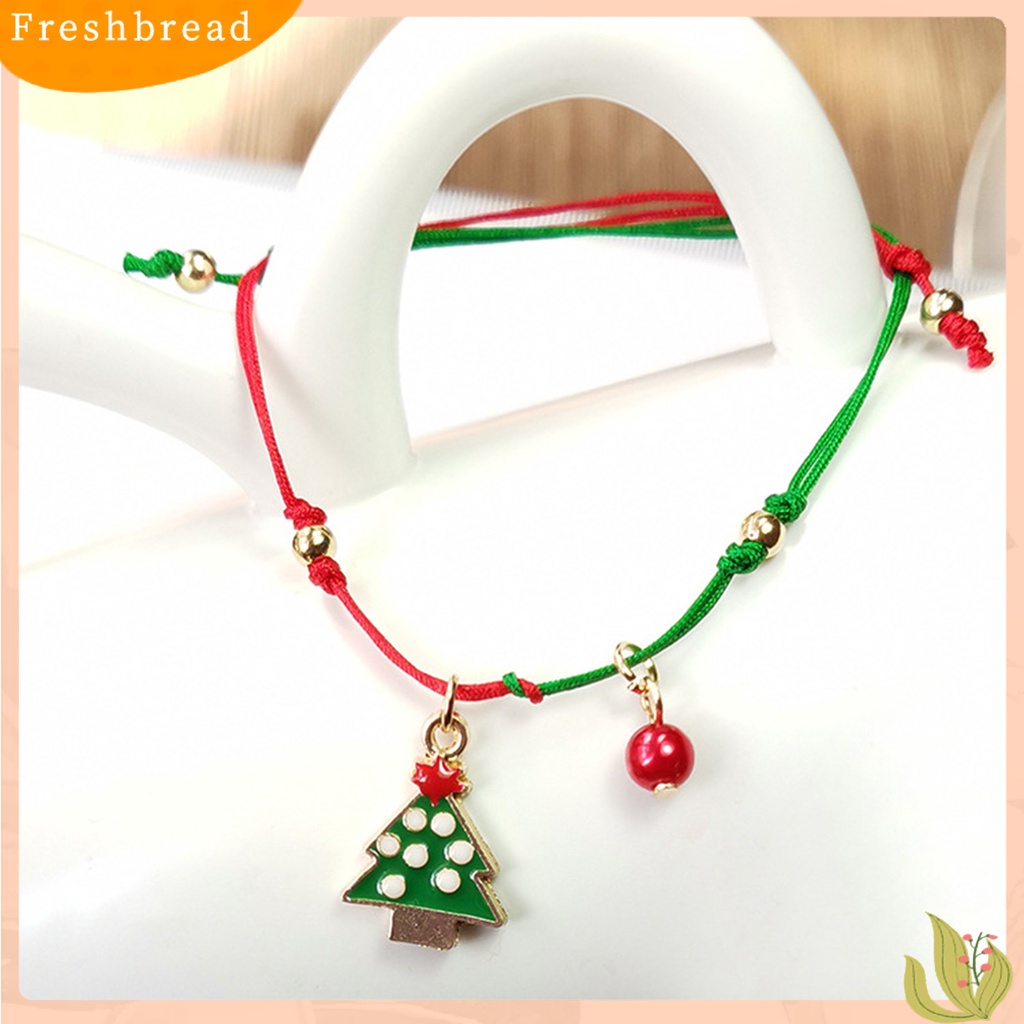 &lt; Freshbread &gt; Gelang Natal Santa Claus Rajut Tangan Unisex Pohon Elk Snowflake Bracelet Untuk Natal