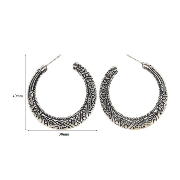 Goldkingdom Fashion Perhiasan Aksesoris Ready Stock Berlebihan Vintage Thai Anting Perak Eropa Dan Amerika Pola Kreatif Tibet Stud Earrings Earrings Earrings