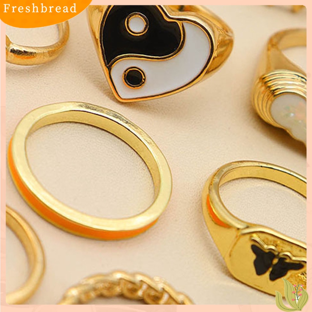 &lt; Freshbread &gt; 16 Pcs Knuckle Rings Yin Yang Multi Bentuk Wanita Indah Stackable Finger Rings Perhiasan Hadiah