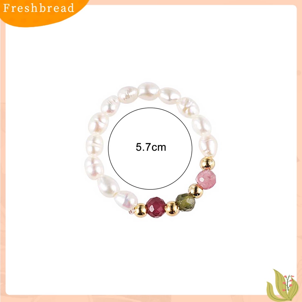 &lt; Freshbread &gt; Sederhana Elegan Tali Wanita Cincin Hadiah Multi Manik-Manik Mutiara Imitasi Cincin Perhiasan Aksesoris