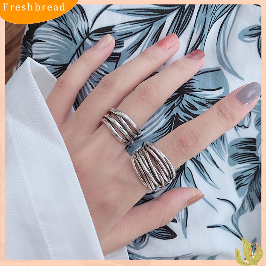 < Freshbread > Warna Perak Kerajinan Halus Wanita Cincin Alloy Vintage Berlapis Pembukaan Jari Cincin Perhiasan Alat Ekstra