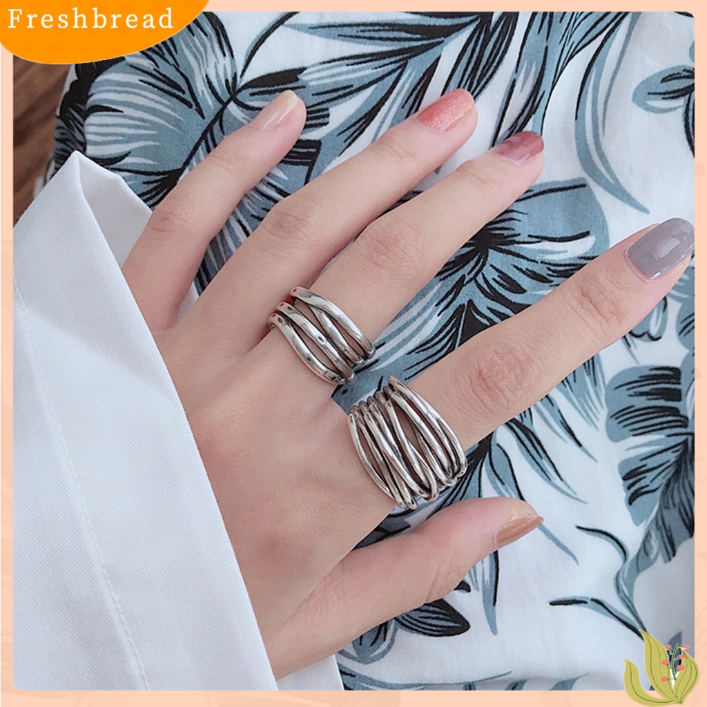 &lt; Freshbread &gt; Warna Perak Kerajinan Halus Wanita Cincin Alloy Vintage Berlapis Pembukaan Jari Cincin Perhiasan Alat Ekstra