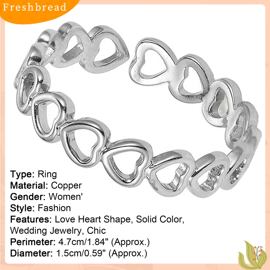 &lt; Freshbread &gt; Cincin Hias Elegan Tembaga Hollow Love Heart Ring Untuk Pernikahan