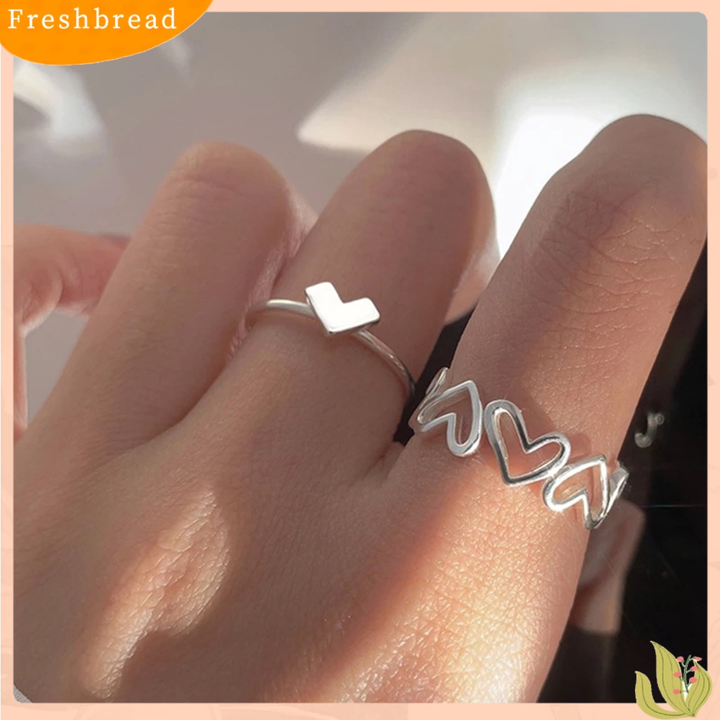 &lt; Freshbread &gt; Cincin Jari Berongga Keluar Plating Jantung Perhiasan Pembukaan Cincin Yang Dapat Disesuaikan Hadiah Hari Kasih Sayang