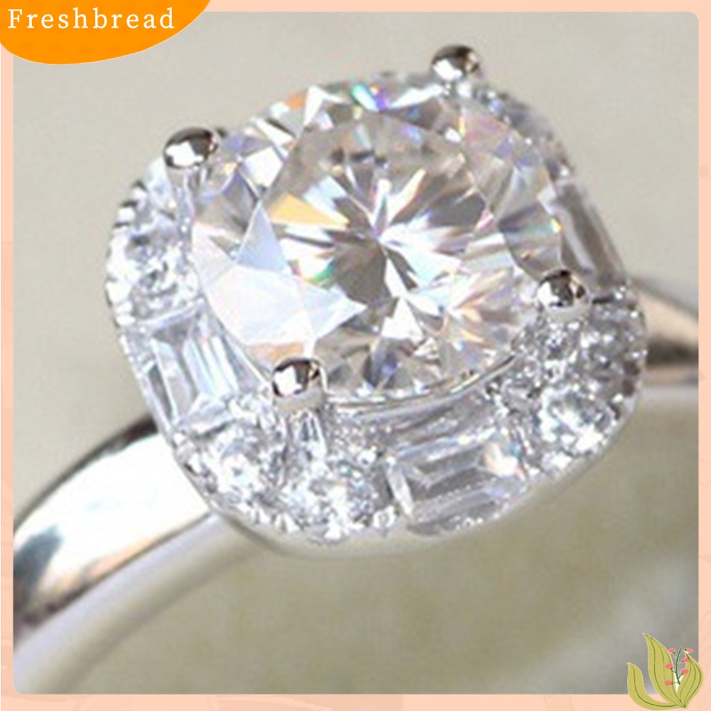 &lt; Freshbread &gt; Wanita Cincin Bulat Geometri Electroplating Halus Anti Luntur Dekorasi Hadiah Berlian Imitasi Mengkilap Pertunangan Pernikahan Ring Untuk Pacaran