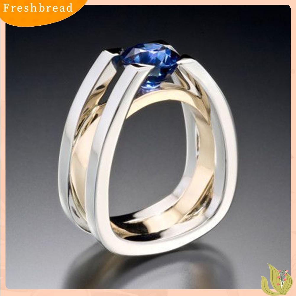 &lt; Freshbread &gt; Wanita Safir Imitasi Bertatahkan Geometris Jari Cincin Pernikahan Lamaran Perhiasan Hadiah