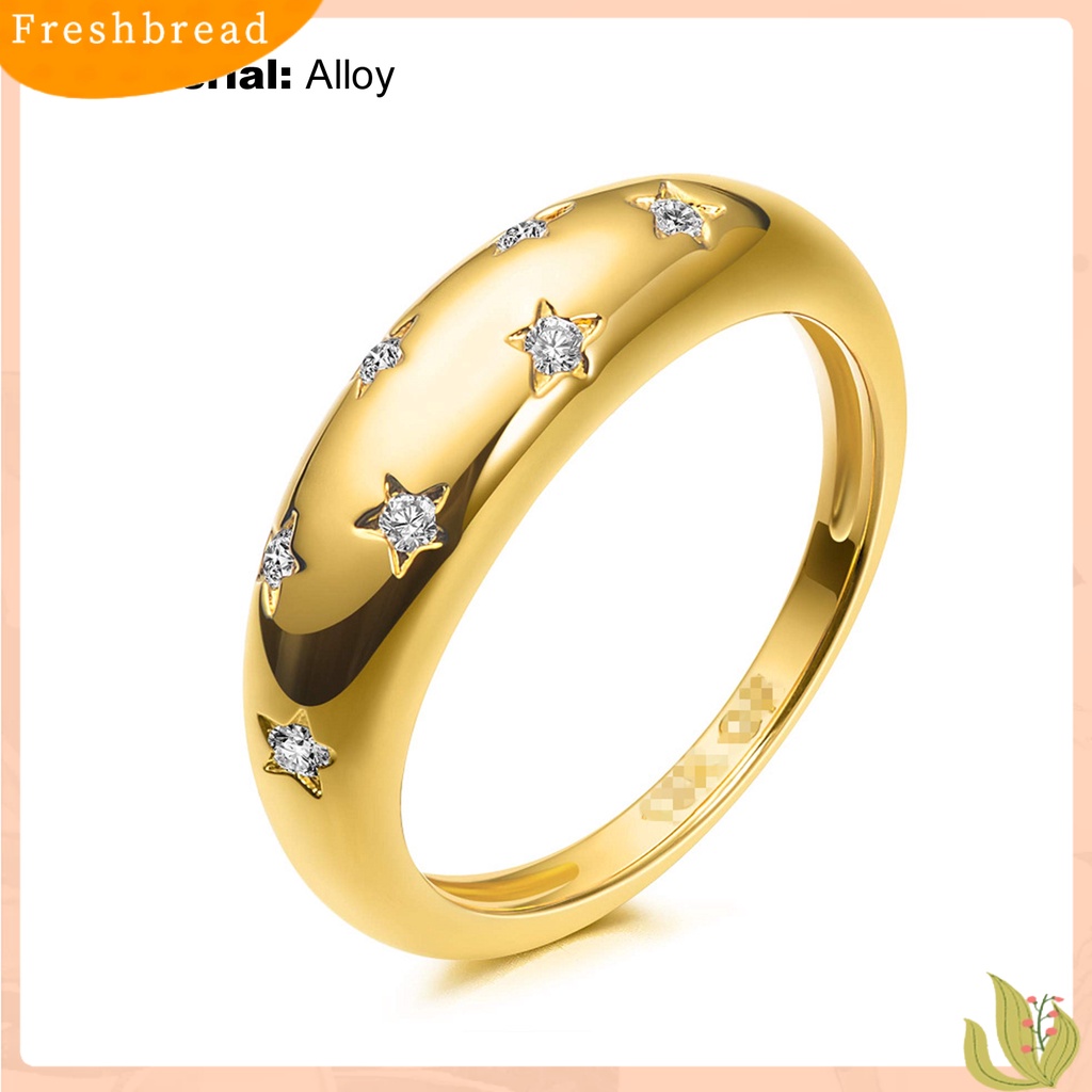 &lt; Freshbread &gt; Cincin Bintang Bahan Alloy Halus Cincin Pentagram Warna Emas Untuk Liburan