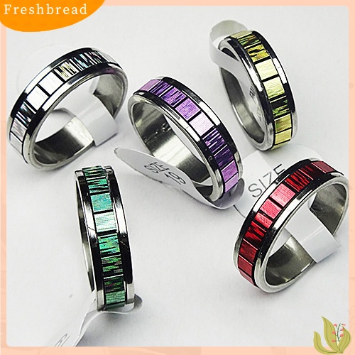 &lt; Freshbread &gt; 10pcs Perhiasan Pesta Pernikahan Fashion Pria Wanita Cincin Jari Stainless Steel