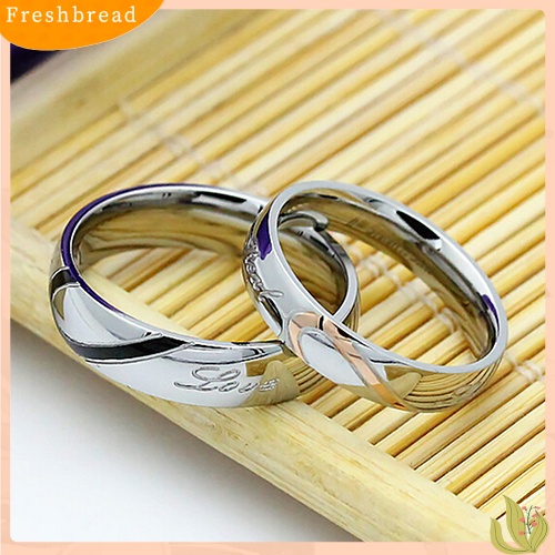 &lt; Freshbread &gt; Wanita Pria Cinta Bentuk Hati Janji Band Cincin Untuk Pasangan Kekasih Pernikahan Perhiasan