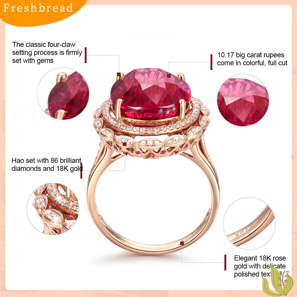 &lt; Freshbread &gt; Mewah Wanita Faux Pigeon Blood Ruby Adjustable Finger Ring Hadiah Perhiasan Pernikahan