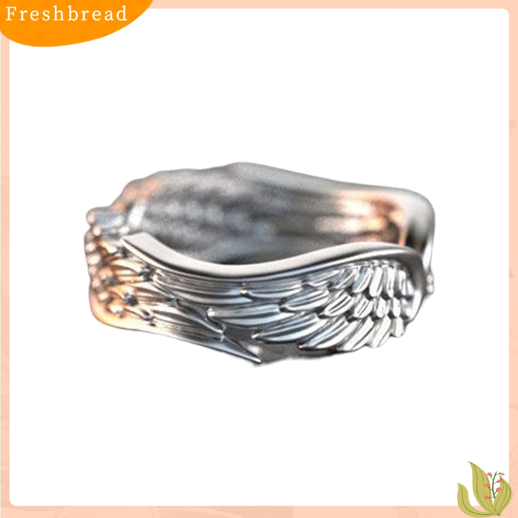 &lt; Freshbread &gt; Pria Cincin Warna Perak Retro Vintage Dipoles Punk Hadiah Hypoallergenic Sayap Malaikat Jari Cincin Fashion Perhiasan