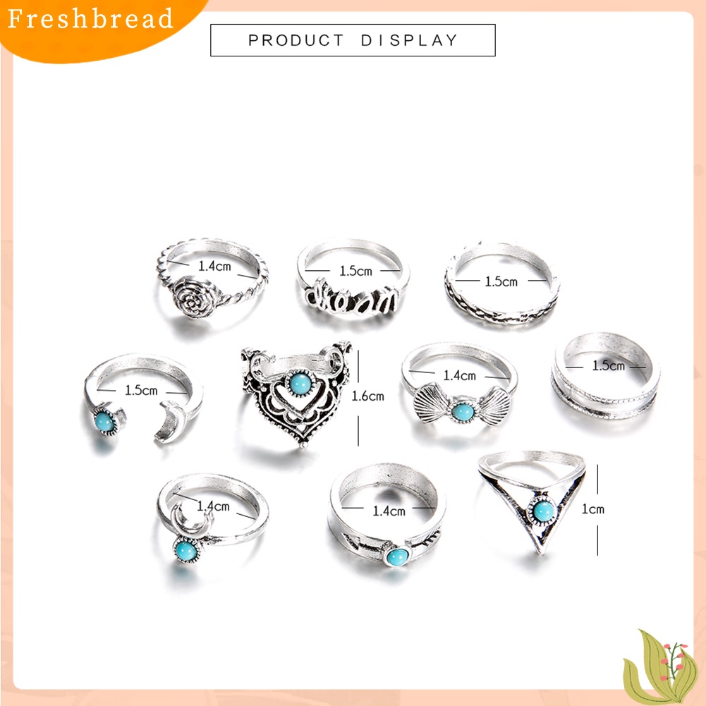 &lt; Freshbread &gt; Wanita Bohemia Palsu Turquoise Fingers Knuckle Rings Perhiasan Pesta Pernikahan