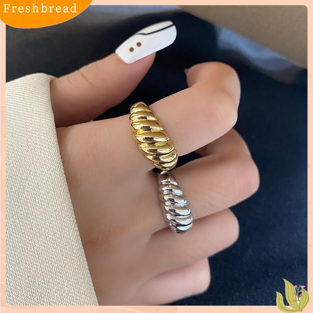 &lt; Freshbread &gt; Cincin Jari Terbuka Dapat Disesuaikan Berlebihan Tidak Luntur Vintage Dekorasi Kepribadian Wanita Perhiasan Perancis Croissant Cincin Perhiasan Aksesoris