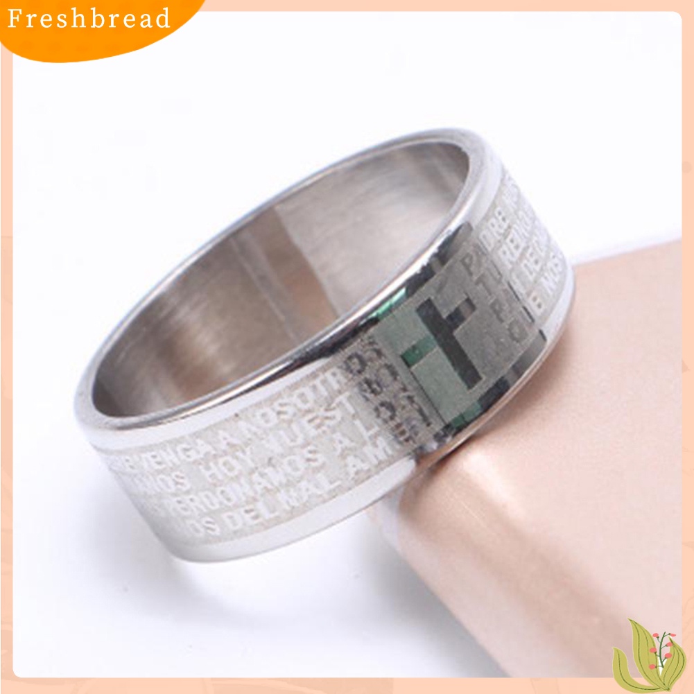 &lt; Freshbread &gt; Couple Titanium Steel Cross Alkitab Text Jari Cincin Hadiah Aksesori Perhiasan Pesta