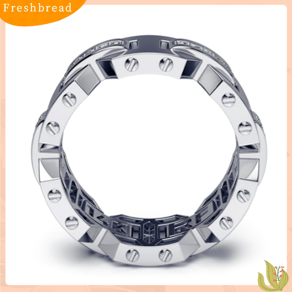 < Freshbread > Pria Wanita Berlian Imitasi Mengkilap Bertatahkan Jari Cincin Pertunangan Pernikahan Perhiasan Hadiah