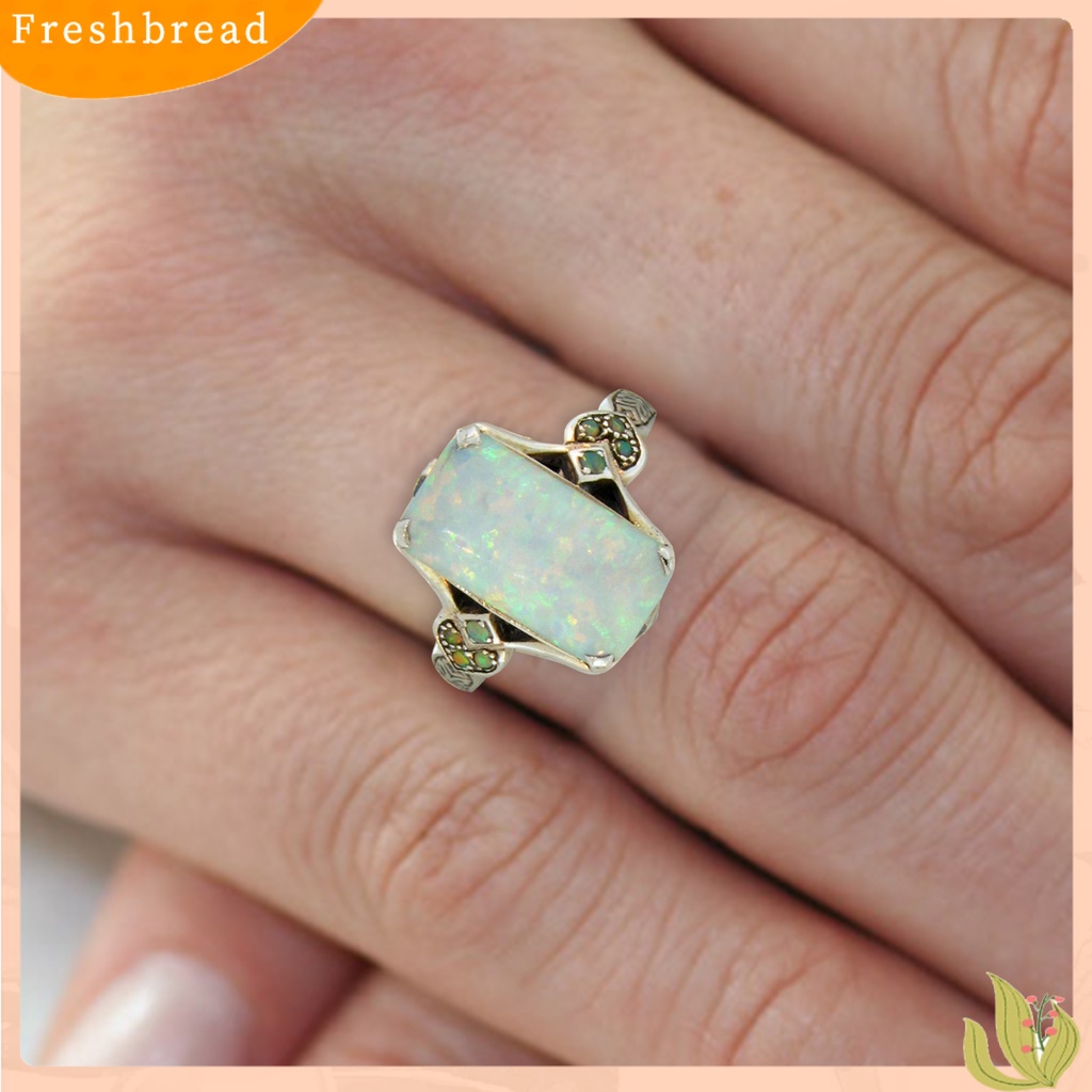 &lt; Freshbread &gt; Wanita Cincin Persegi Perhiasan Permata Imitasi Vintage Geometris Cincin Perhiasan Hadiah