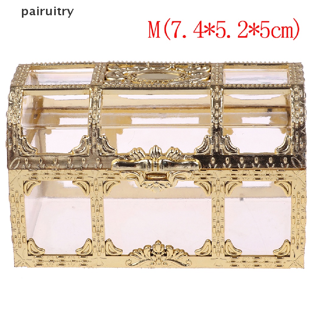 Prt 1PC Portable Candy Hollow Gold Silver Treasure Chest Case Organizer Kotak Penyimpanan PRT