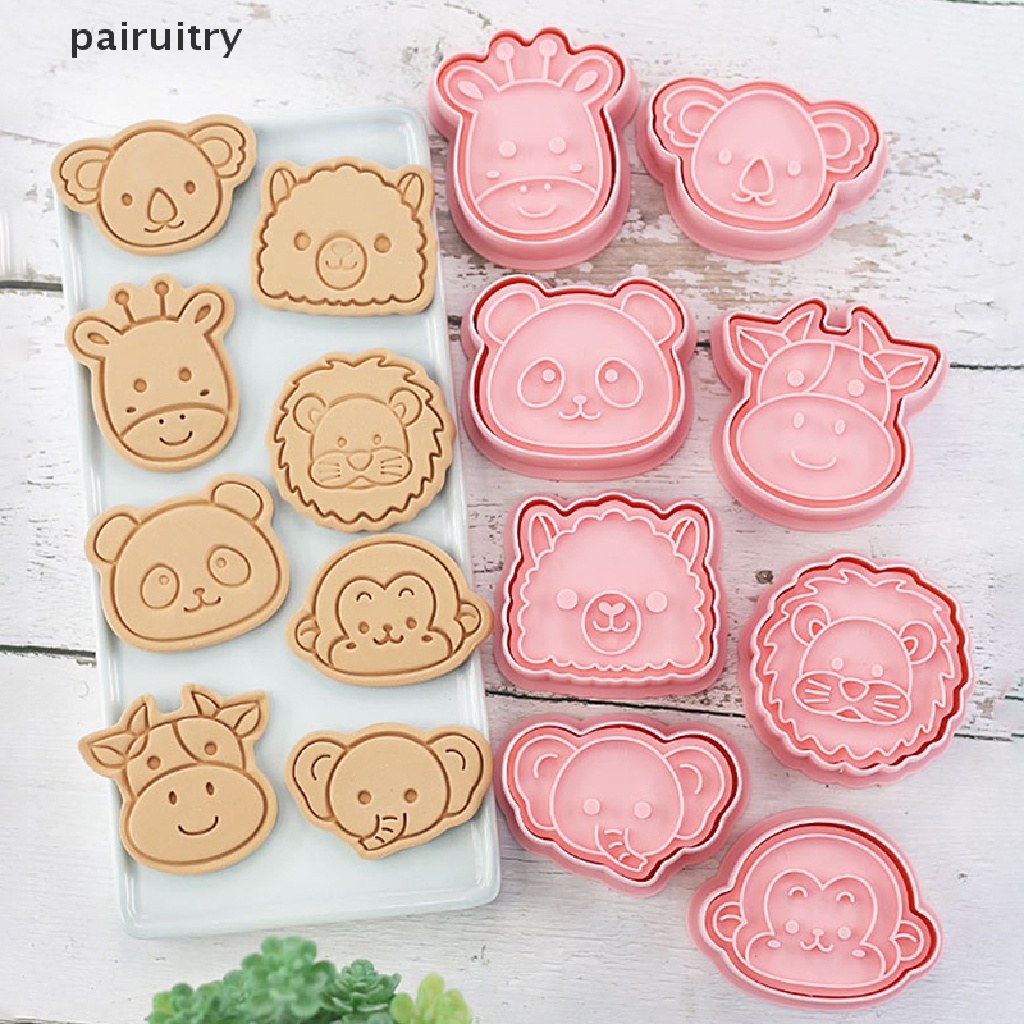 Prt 8PCS Kartun Hewan Cookie Pemotong Pressable Biskuit Cetakan Pesta Baking Mold PRT