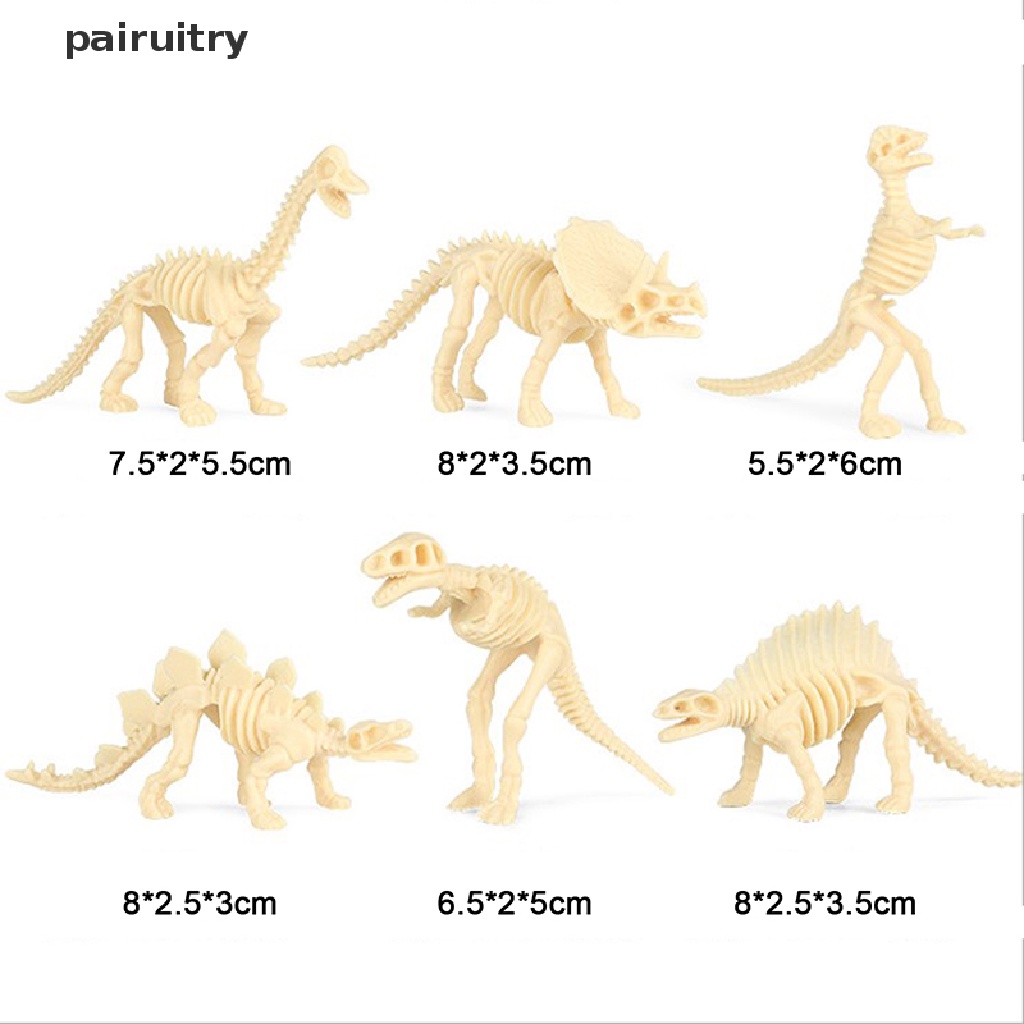 Prt 12pcs Mainan Dinosaurus Model Simulasi Kerangka Fosil Set Mini Action Figure PRT