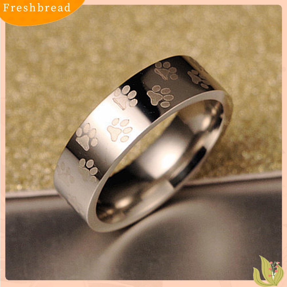 &lt; Freshbread &gt; Pria Wanita Lucu Hewan Paw Print Baja Titanium Jari Cincin Perhiasan Hadiah Ulang Tahun