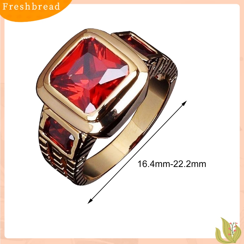 &lt; Freshbread &gt; Cincin Bentuk Persegi 4warna Cincin Pria Bisnis Bahan Stainless Steel Untuk Kehidupan Sehari-Hari