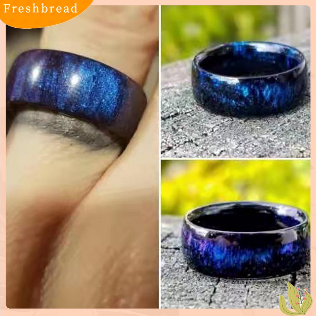 &lt; Freshbread &gt; Cincin Pola Pelangi Tahan Aus Cincin Kawin Pertunangan Akrilik Aksesoris Perhiasan