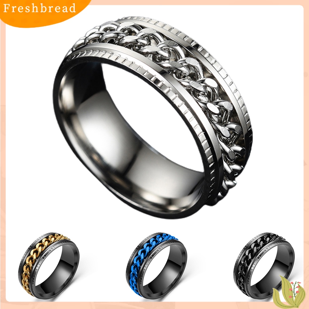 &lt; Freshbread &gt; Pria Cincin Sederhana Tinggi Dipoles Perhiasan Fashion Rantai Berputar Hias Jari Cincin Untuk Pesta