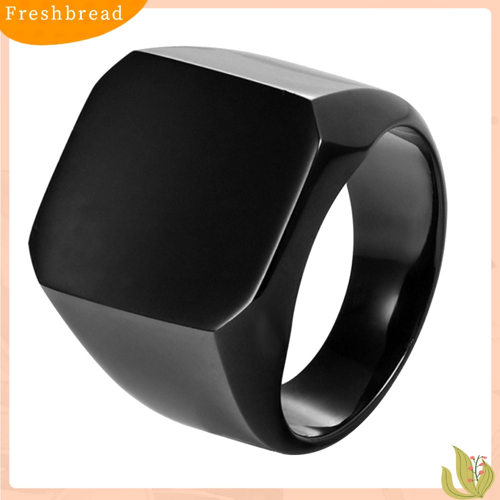 < Freshbread > Club Malam Punk Pria Halus Persegi Lebar Band Jari Cincin Perhiasan Hadiah Ulang Tahun