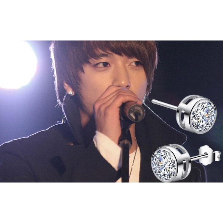 Goldkingdom Aksesoris Perhiasan Fashion Ready Stock Perak Disepuh Pria Anting Pejantan Wanita Hitam Anting Tunggal Bintang Sederhana Dari Gaya Yang Sama