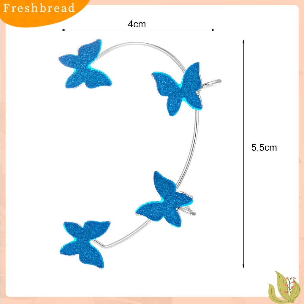 &lt; Freshbread &gt; 1pasang Anting Wanita Bentuk Kupu-Kupu Multi-Warna Aman Indah Women Clip Earrings Untuk Prom