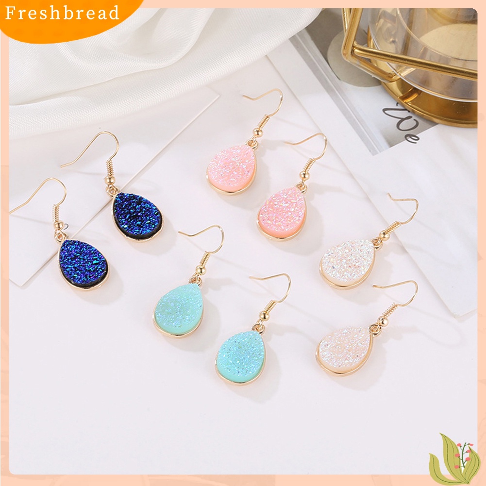 &lt; Freshbread &gt; Fashion Wanita Tetesan Air Drusy Menjuntai Kait Anting Hadiah Perhiasan Pesta Unik