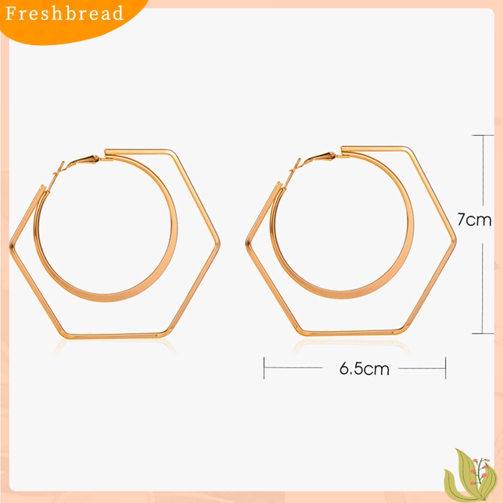 &lt; Freshbread &gt; 1pasang Unik Wanita Berlebihan Geometri Putaran Besar Hexagon Drop Earring Perhiasan Aksesori Untuk Belanja