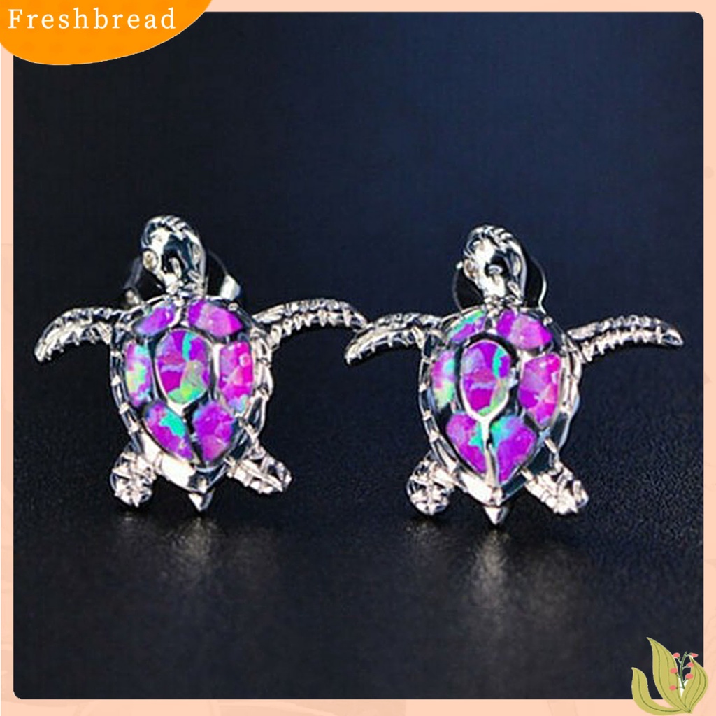 &lt; Freshbread &gt; 1pasang Bertatahkan Permata Imitasi Wanita Anting Pesona Hadiah Lucu Penyu Laut Stud Earrings Perhiasan Aksesori