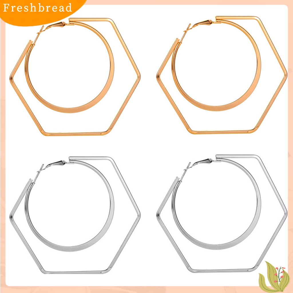 &lt; Freshbread &gt; 1pasang Unik Wanita Berlebihan Geometri Putaran Besar Hexagon Drop Earring Perhiasan Aksesori Untuk Belanja