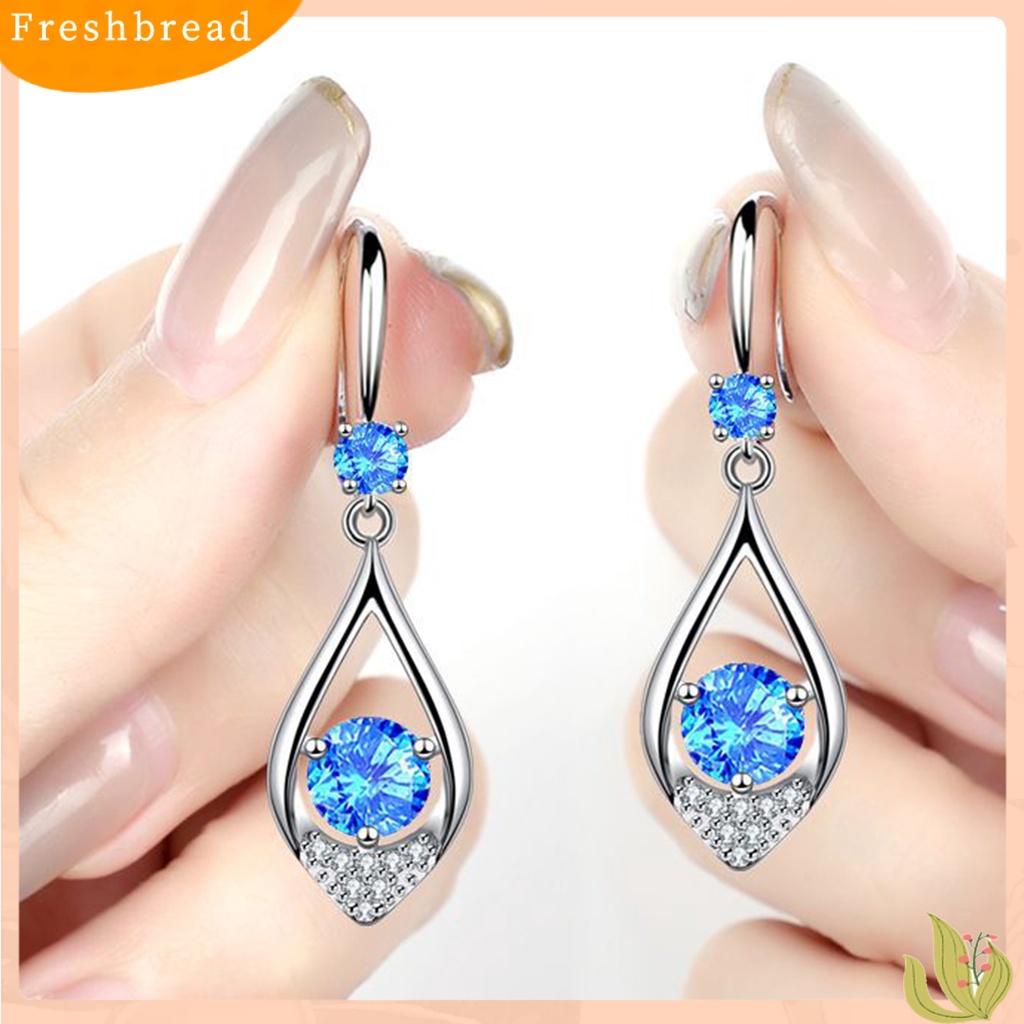 &lt; Freshbread &gt; Fashion Wanita Lucu Tetesan Air Berlian Imitasi Anti-Alergi Kait Anting Eardrop