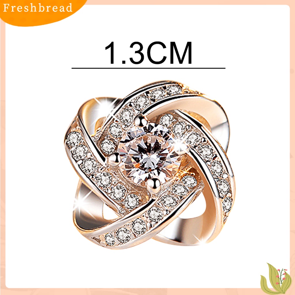 &lt; Freshbread &gt; Ear Studs Berlian Imitasi Hias Bentuk Bunga Bahan Alloy Wanita Dekorasi Anting Bunga Untuk Pesta
