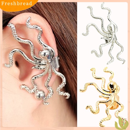 &lt; Freshbread &gt; Fashion Wanita Punk Rock Gurita Bentuk Telinga Stud Manset Klip Gesper Anting Hadiah