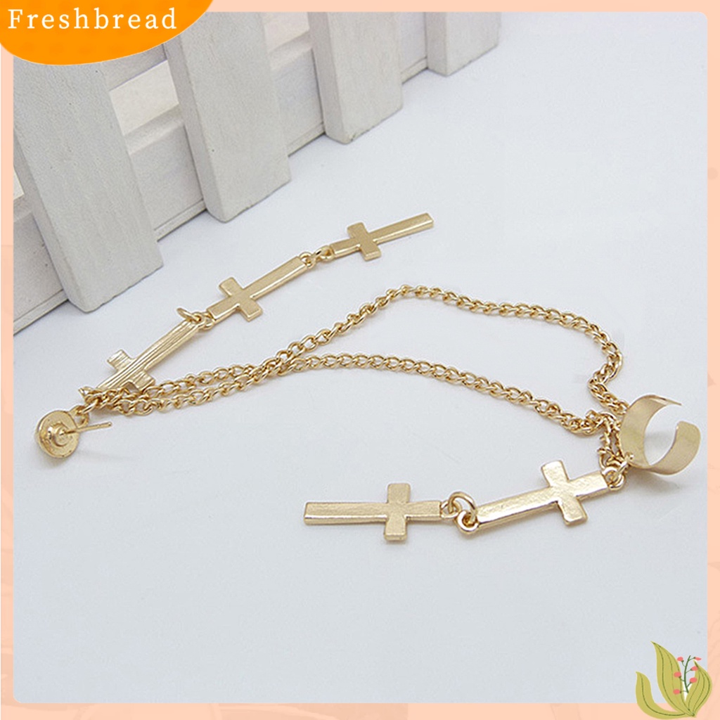 < Freshbread > 1Pc Manset Telinga Cross Juntai Serbaguna Alloy Wanita Fashion Punk Ear Crawler Untuk Wanita