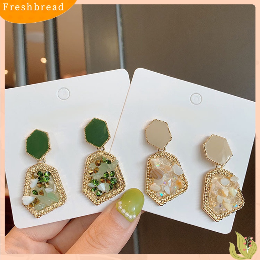 &lt; Freshbread &gt; Anting Tetes Penampilan Elegan Mulia Aksesoris Perhiasan Retro Anting Tusuk Batu Alam Untuk Pesta