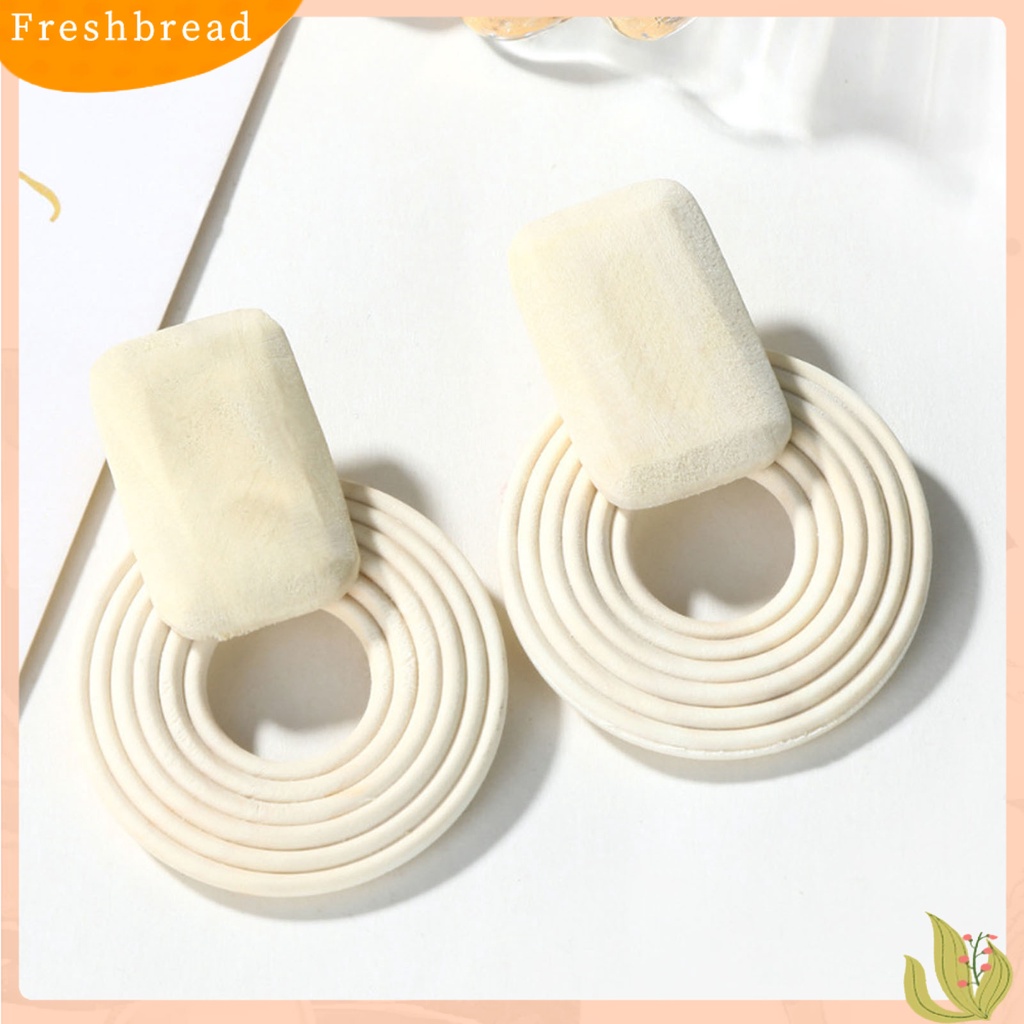 &lt; Freshbread &gt; Anting Wanita Geometris Kayu Sederhana Vintage Anting Tusuk Berlebihan Untuk Club