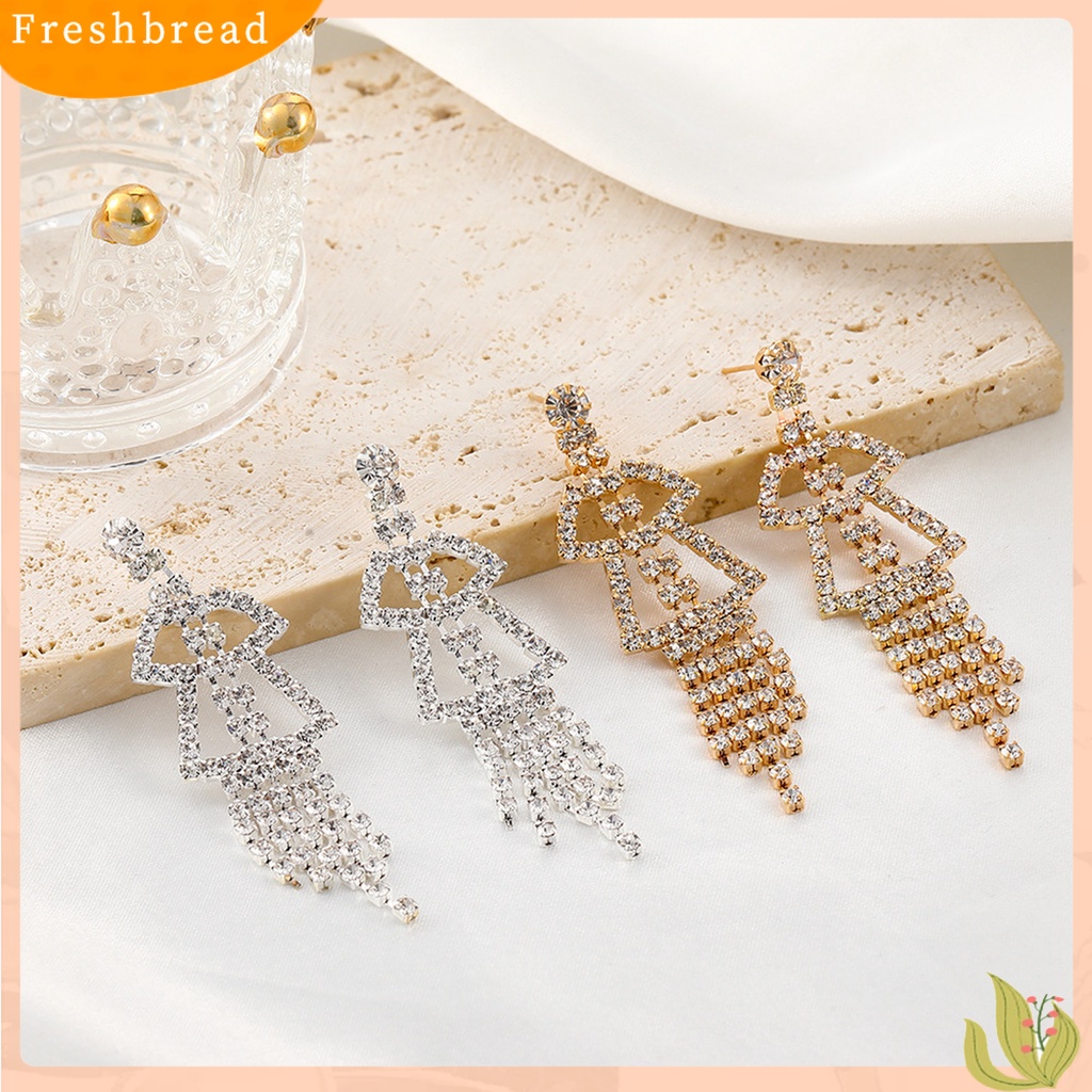 &lt; Freshbread &gt; 1pasang Anting Menjuntai Jumbai Mengkilap Perhiasan Penampilan Fashion Anting Stud Panjang Untuk Pernikahan