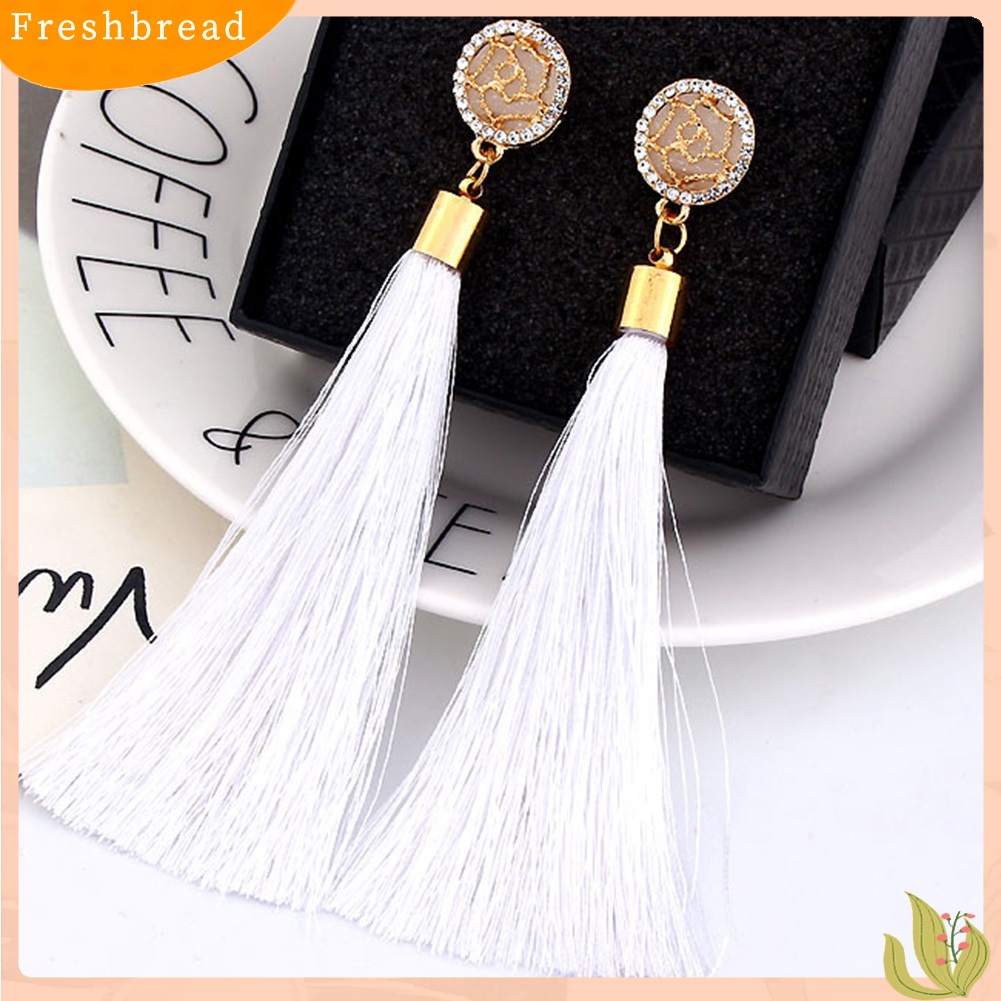 &lt; Freshbread &gt; Bohemian Etnik Bunga Panjang Rumbai Menjuntai Statement Earrings Wanita Perhiasan Hadiah