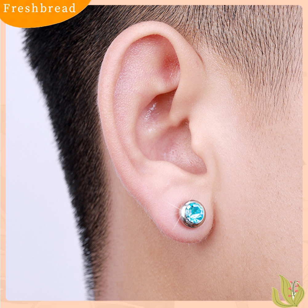 &lt; Freshbread &gt; Unisex Berlian Imitasi Stainless Steel Ear Stud Earrings Helix Piercing Perhiasan Hadiah