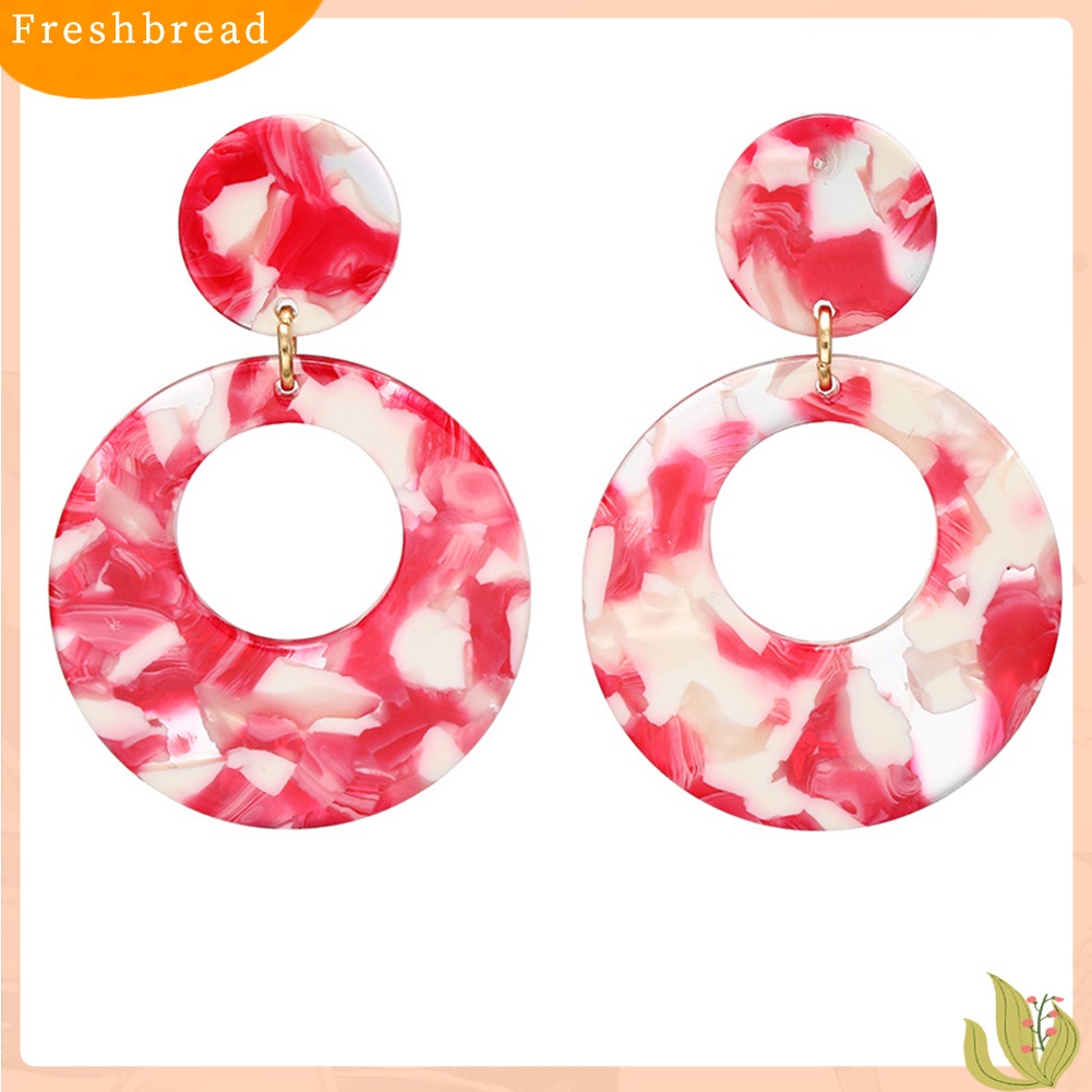 &lt; Freshbread &gt; Vintage Wanita Berongga Bulat Geometris Menjuntai Telinga Stud Anting Pesta Perhiasan Hadiah