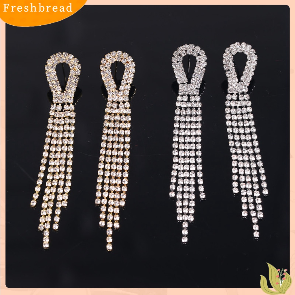 &lt; Freshbread &gt; 1pasang Drop Earrings Rhinestones Jumbai Perhiasan Bersinar Gaya Korea Anting Menjuntai Untuk Pesta Pernikahan Perjamuan Prom