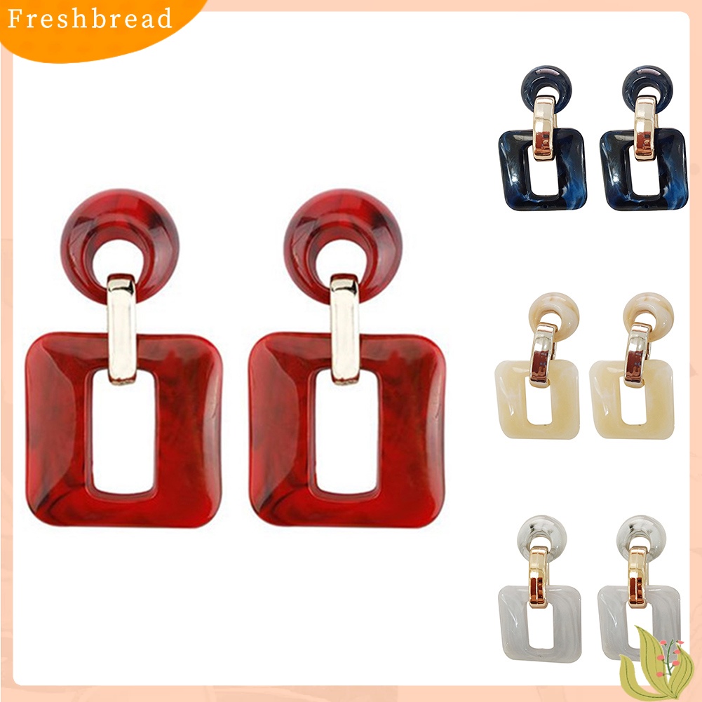 &lt; Freshbread &gt; Boho Wanita Bulat Kotak Berongga Geometris Menjuntai Telinga Stud Anting Perhiasan Hadiah