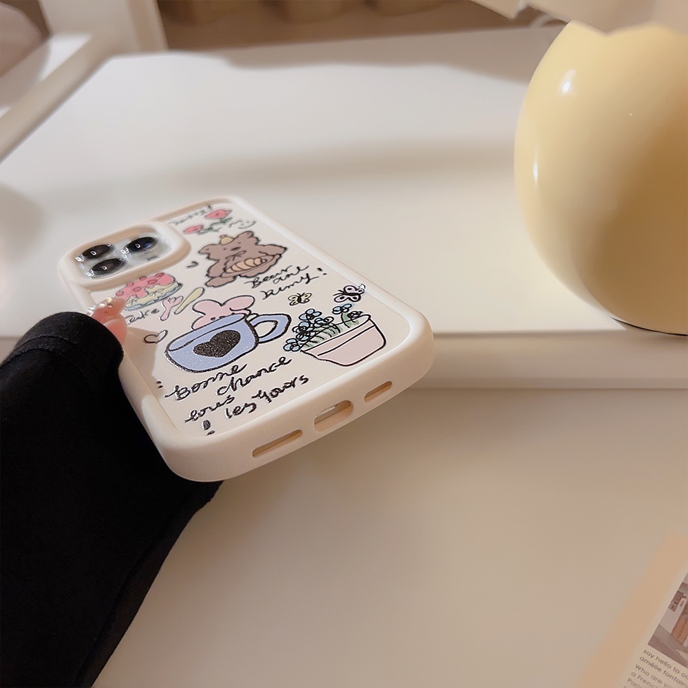 IPHONE Ins Ilustrasi Hewan Lucu Kartun Ponsel Case Lembut Penutup Belakang Untuk Iphone11 12 13 14 PLUS PRO MAX Pelindung Shell