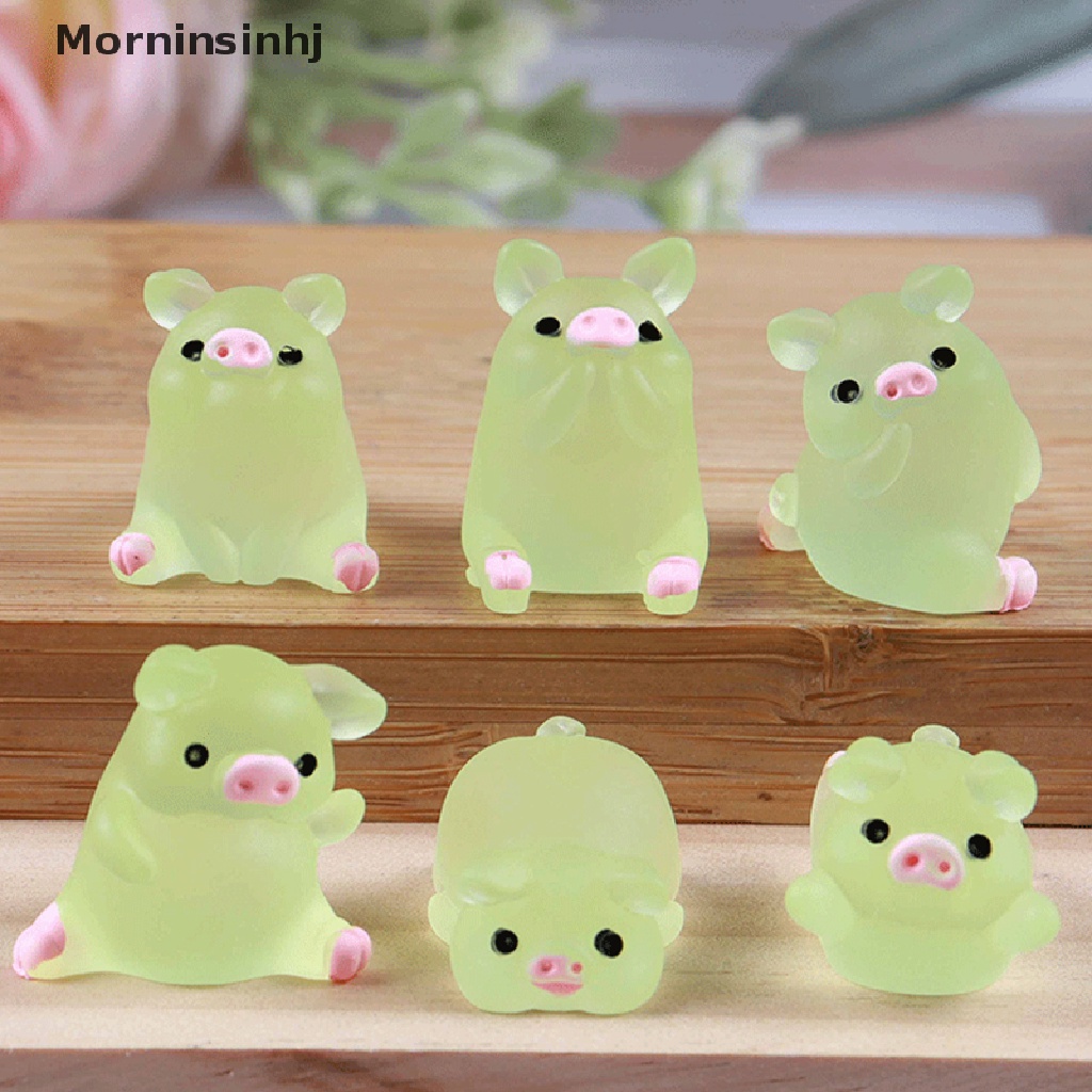 Mornin 10pcs Menyala Warna-Warni Lucu Piggy Scrapbook Ponsel Dekorasi DIY Kerajinan Tangan Resin Aksesoris id